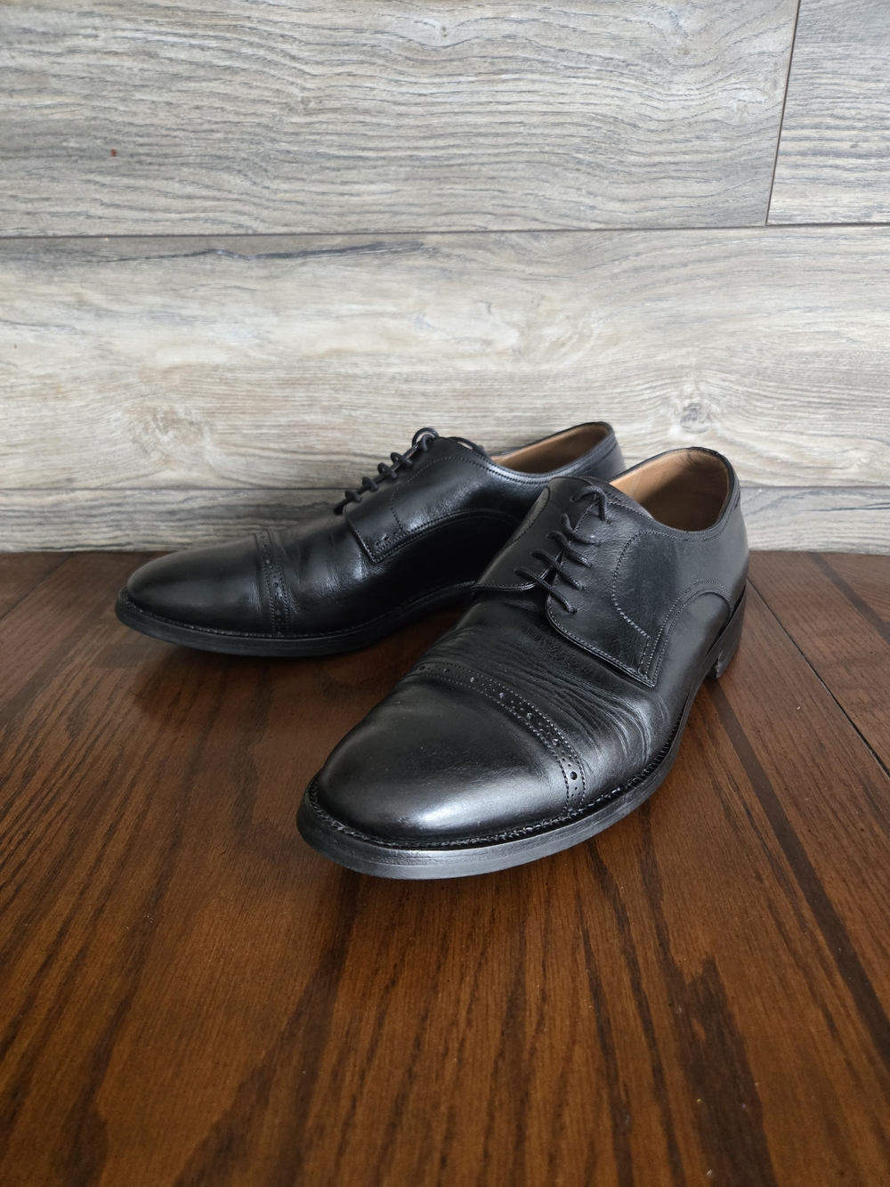 Bally Scribe "Albino" Black Leather Cap-Toe Goodyear Welt Oxfords US 9.5 EEE